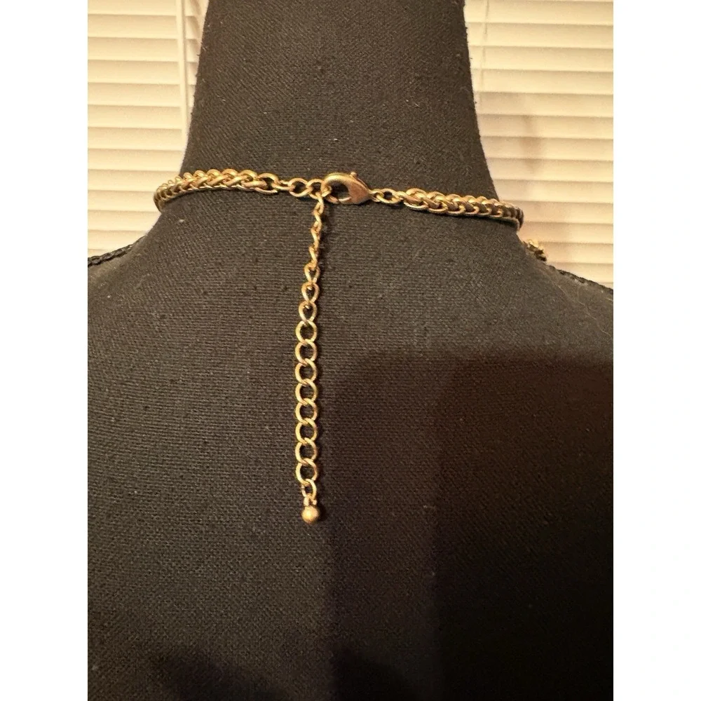 Gold‎ Tone Floral Statement Necklace Boho Vintage Pastel Bib Jewelry Gift